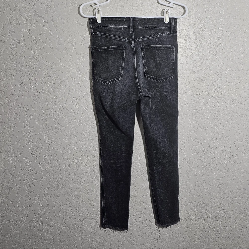Free People High Rise Faded Black Raw Hem Skinny Jeans